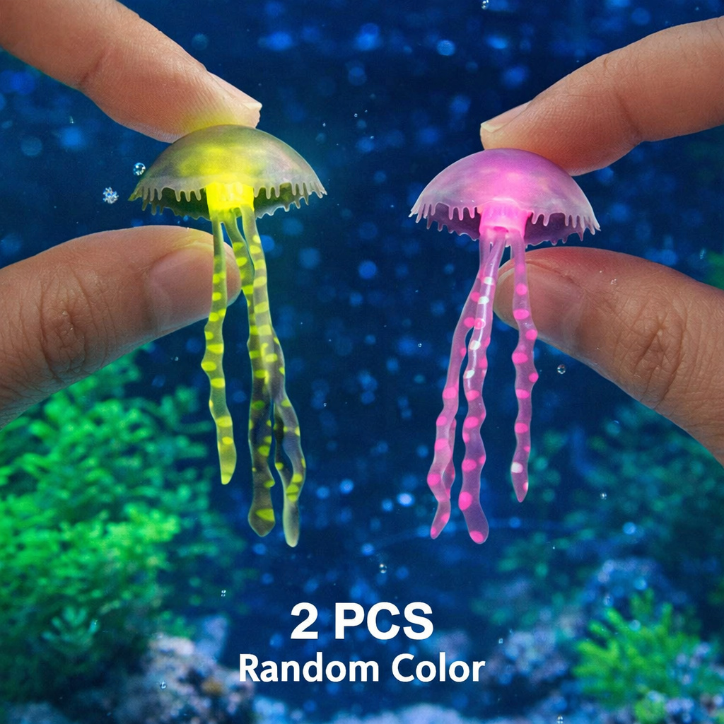 Fish Toys For Aquarium - Luminous Simulation Jellyfish 2Pcs Random Color
