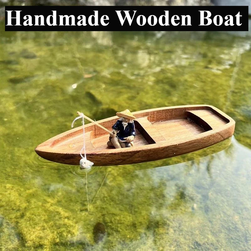 Handmade Wooden Boat Mini Floa - огляд і ціна Fish Toys For Aquarium