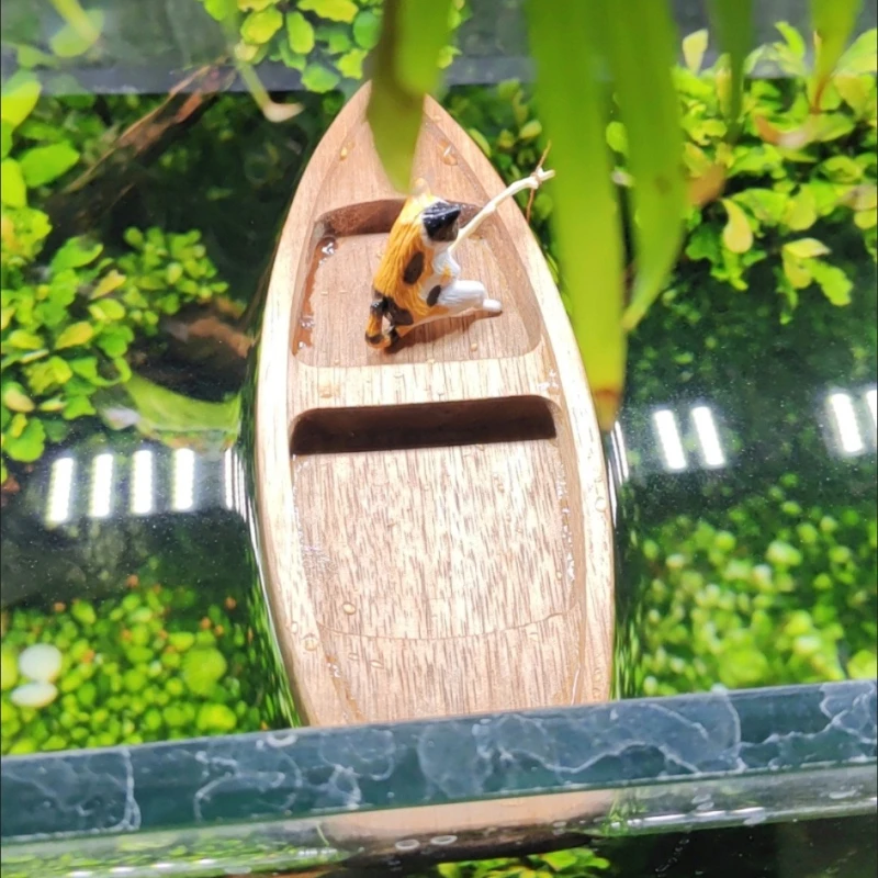 Handmade Wooden Boat Mini Floa - огляд і ціна Fish Toys For Aquarium