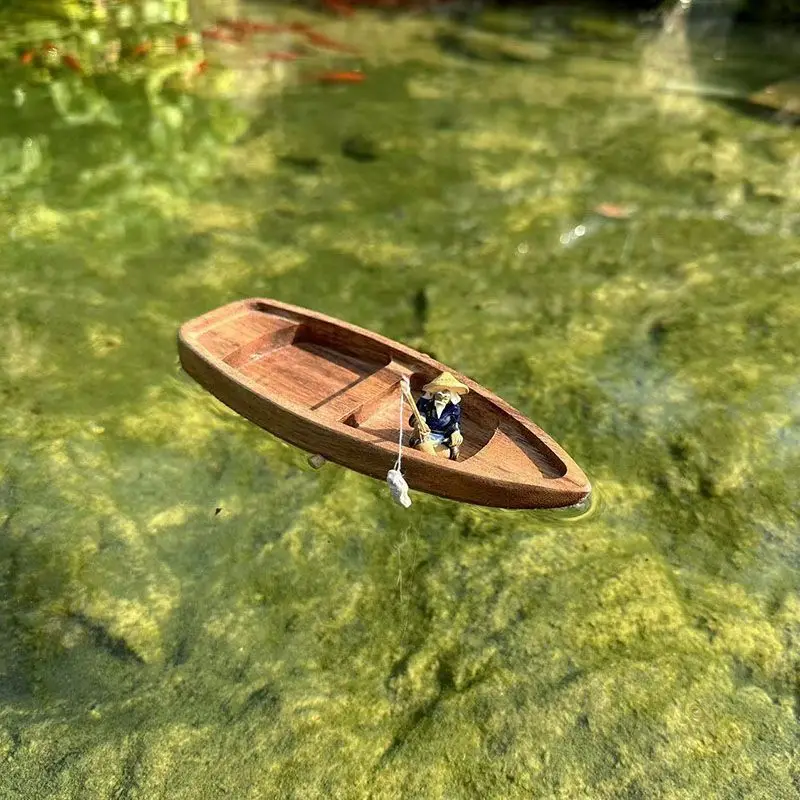 Handmade Wooden Boat Mini Floa - огляд і ціна Fish Toys For Aquarium